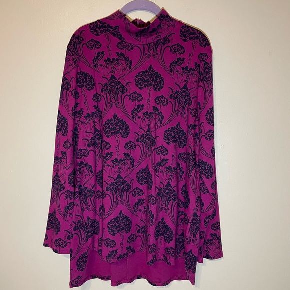 Chico’s Floral Mockneck Pima Cotton Tunic Sz 3 (XL/16) - Picture 6 of 12
